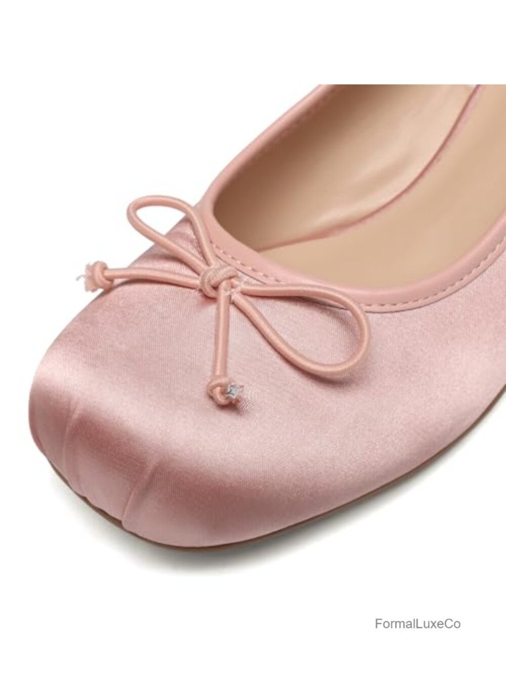 Cute Bow Square Toe Low Chunky Heel Slingback Mary Jane Pumps Elastic Strap - Picture 6 of 6